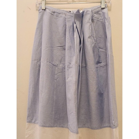 Jil Sander white navy stripes cotton midi skirt 34 - Picture 1 of 8